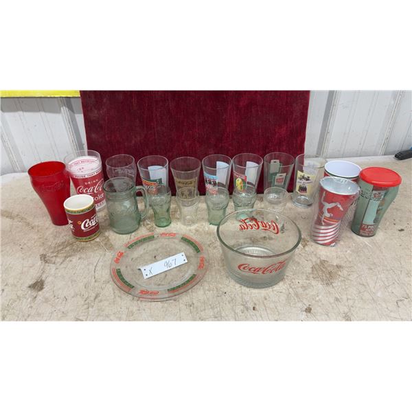 Coca-Cola Collection Including Vintage Advertising Glasses, Tumblers, Mugs, Bowl, Plate, and More