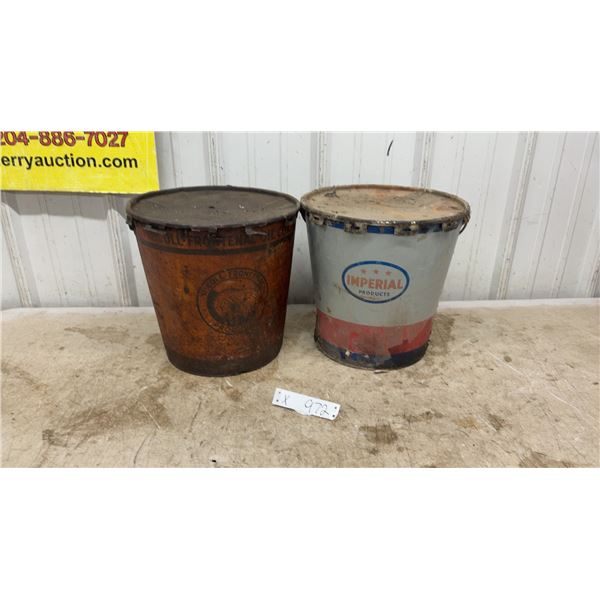 McColl-Frontenac Oil Company and Imperial Products Vintage Metal Grease Pails- Still Have Product