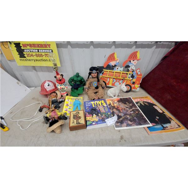 Marionettes, Fire Marshal Hat, Clown Lamp, Hulk Figure, Toys Guide, Native Doll, Fire Truck and Mor