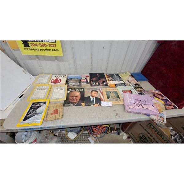 Vintage National Geographic Magazines, Coffee Guide, Winston Churchill Book and More