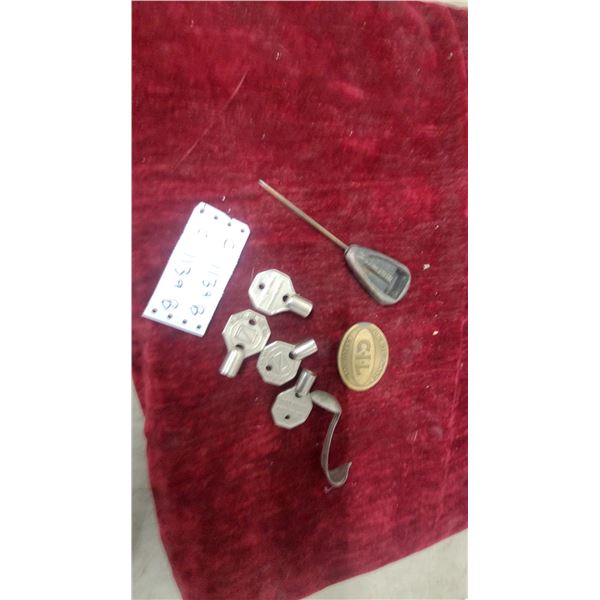 Vintage Ice Pick Bottle Opener CIL Explosives Belt Buckle and Cash Register Keys and More