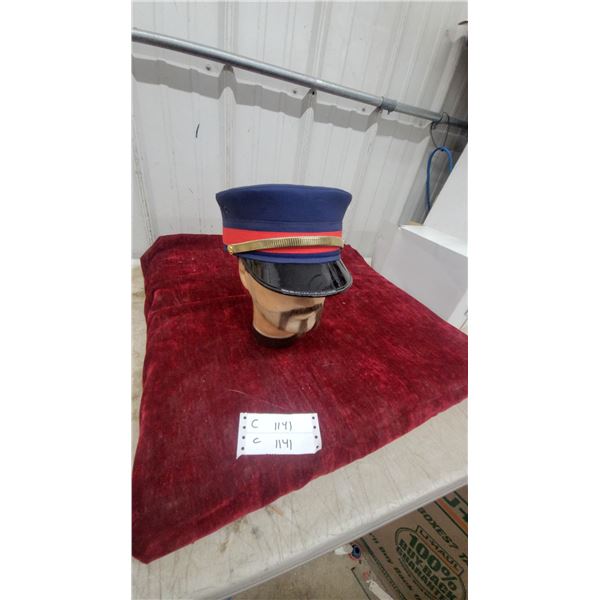 R.J. Scully Uniform Visor Cap with Navy Blue Crown, Red Band, Black Visor and Gold Chinstrap
