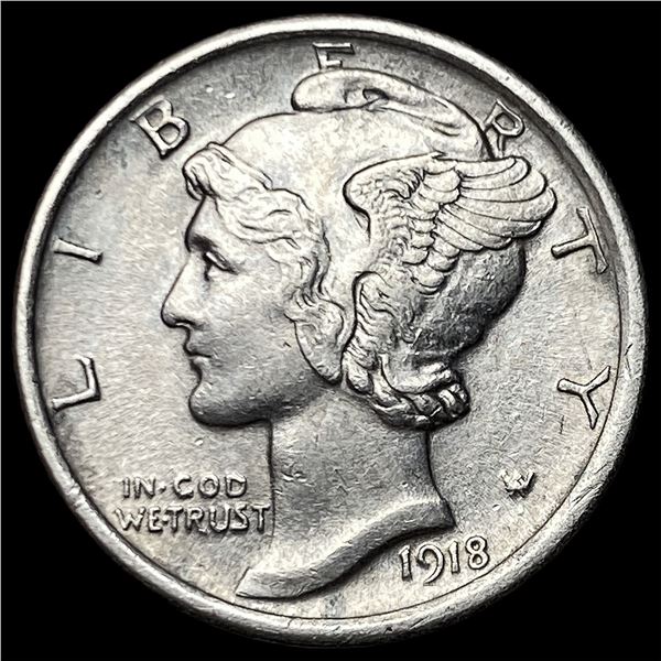 1918 Silver Mercury Dime CHOICE AU
