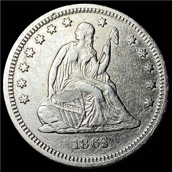 1863 Silver Seated Liberty Quarter CHOICE AU