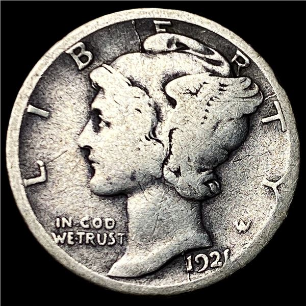 1921-D Silver Mercury Dime NICELY CIRCULATED