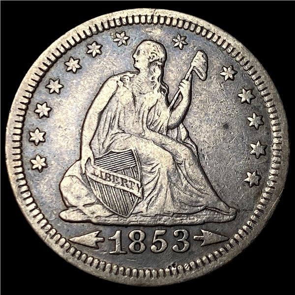 1853 Arrows/Rays Seated Liberty Quarter NEARLY UNCIRCULATED
