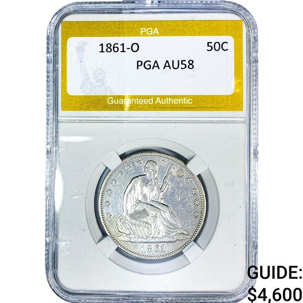 1861-O Seated Liberty Half Dollar PGA AU58