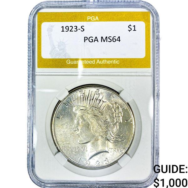 1923-S Silver Peace Dollar PGA MS64