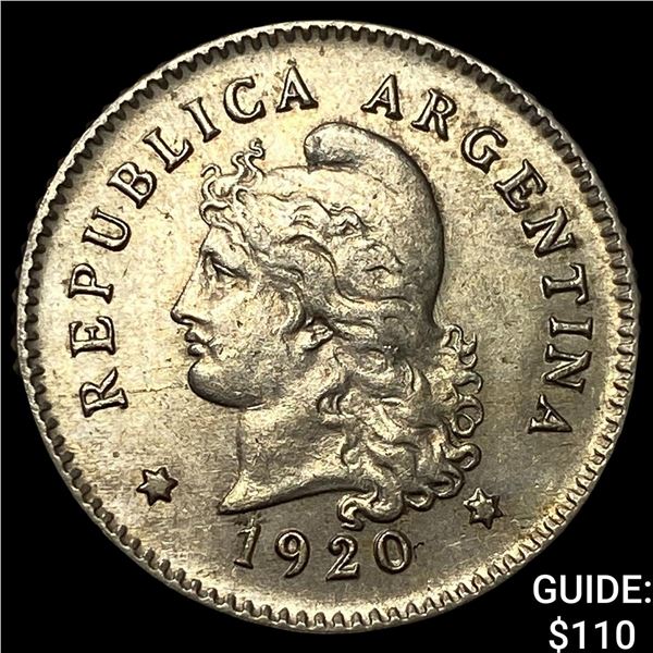 1920 Argentina Copper Nickel 10 Centavos