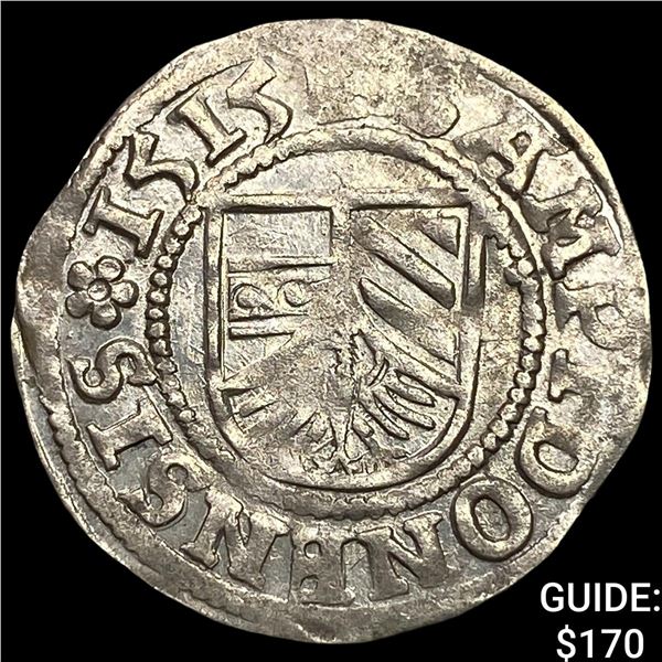 1515 German States Kempten Silver 1/2 Batzen