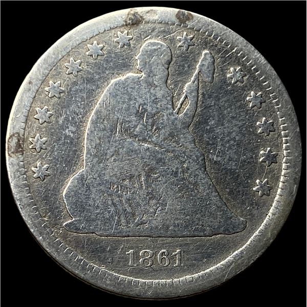 1861 Seated Liberty Quarter NICELY CIRCULATED