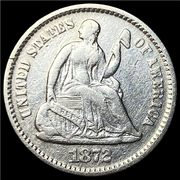 1872 Silver Seated Liberty Half Dime CHOICE AU