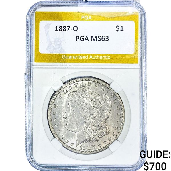 1887-O Morgan Silver Dollar PGA MS63