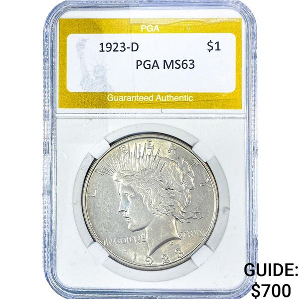 1923-D Silver Peace Dollar PGA MS63