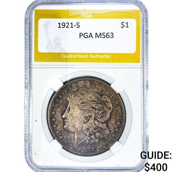 1921-S Morgan Silver Dollar PGA MS63