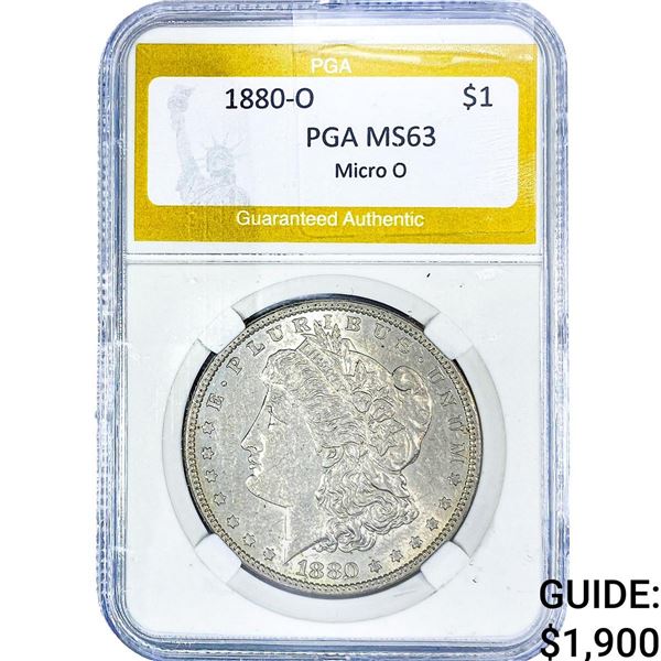 1880-O Morgan Silver Dollar PGA MS63 Micro O