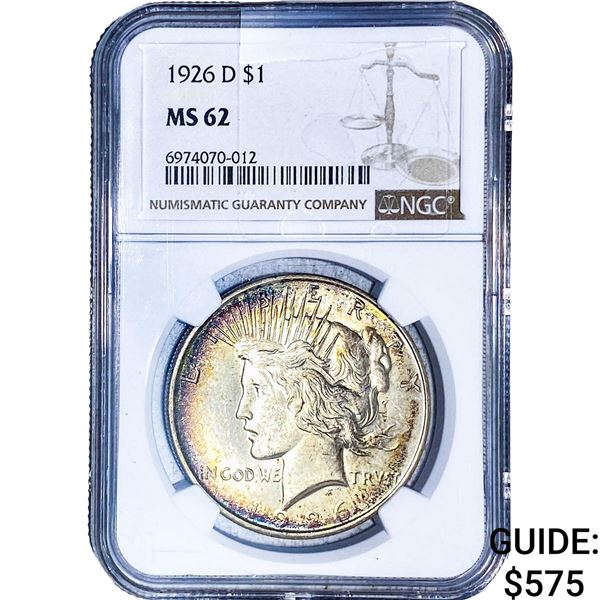 1926-D Silver Peace Dollar NGC MS62