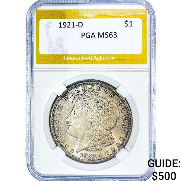 1921-D Morgan Silver Dollar PGA MS63