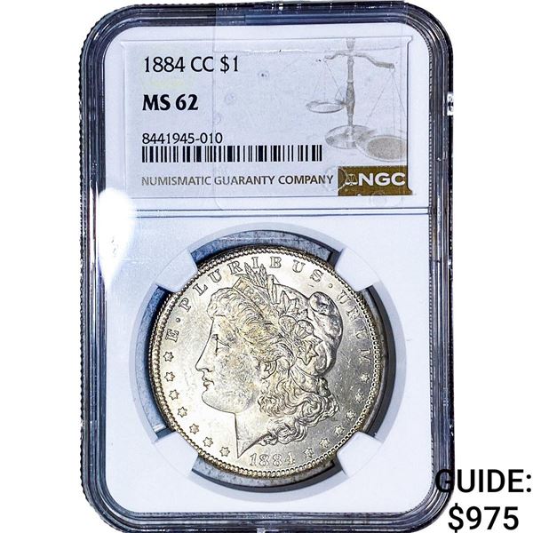 1884-CC Morgan Silver Dollar NGC MS62