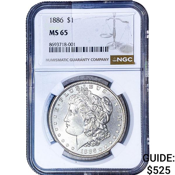 1886 Morgan Silver Dollar NGC MS65