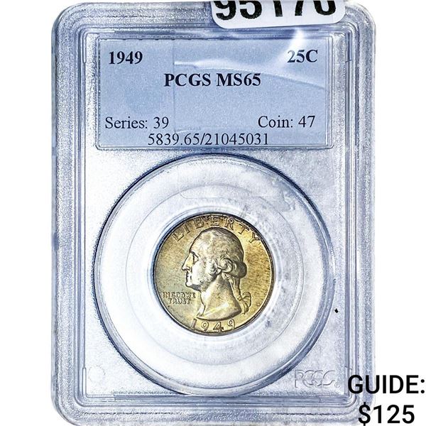1949 Washington Silver Quarter PCGS MS65
