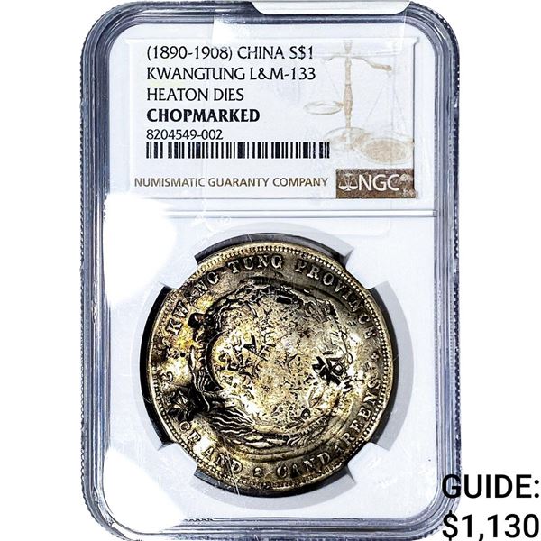 (1890-1908) China Kwangtung Silver Dollar Chopmarked NGC