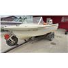 Image 2 : 15ft Fiber Glass Steury Boat, Johnson 70 Motor. With Trailer. Approx 1970's. 