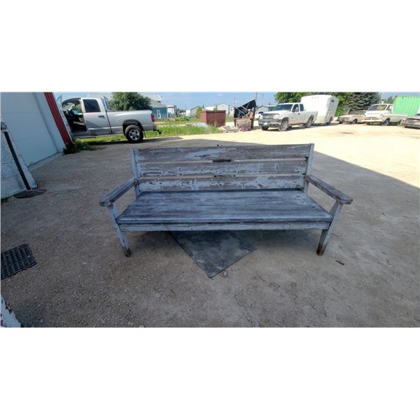 Rustic Handmade Reclaimed Wood Outdoor Bench with Distressed Gray Paint Finish 78 " Wide