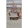 Image 2 : Wooden Dining Arm Chair with Slatted Back and Ornate Side Chair with Upholstered Seats