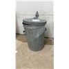 Image 1 : Galvanized Steel Garbage Can with Ribbed Sides, Side Handles, and Removable Lid