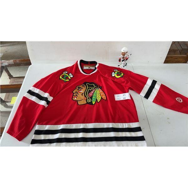 Vintage KOHO Chicago Blackhawks Men's Large Hockey Jersey and Denis Savard Bobblehead