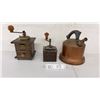 Image 1 : 2 Antique Coffee Grinders and 1 Copper Tea Kettle
