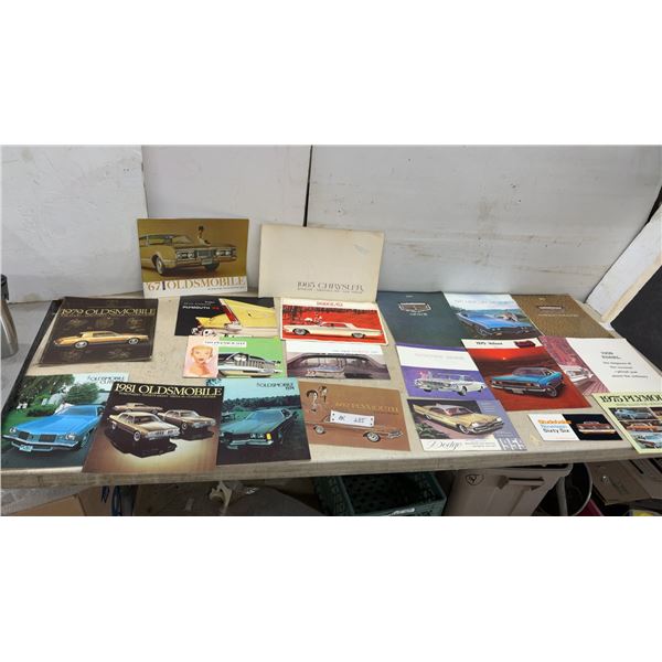 Vintage Automotive Sales Brochures, Oldsmobile, Plymouth, Chrysler, Dodge, Mercury, 1950s-80s