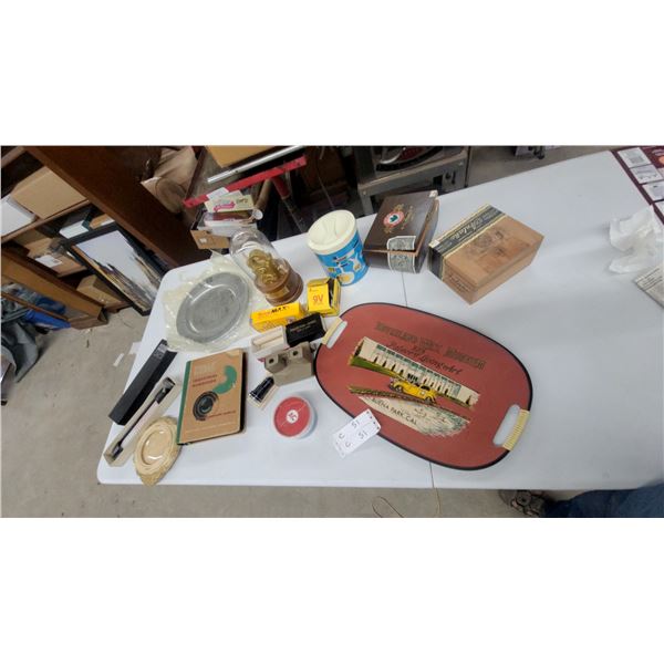 Vintage 1972 Tampa Nugget Wooden Cigar Box with Cactus Logo Kodak Plate Projector Lens
