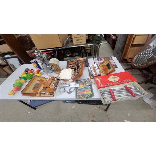 Vintage 5 Band Steel Expander in Original Box and Toymax Handcuffs With Two Keys and More