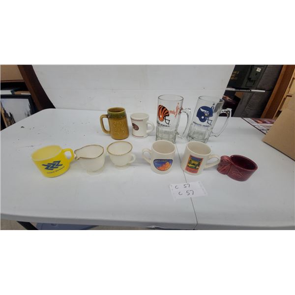 Vintage Mug Lot: Ontario Northland, Expo 67, Bengals, Vikings, Hawaii Glass Steins and More