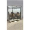Image 1 : Vintage Three-Panel Hinged Tri-Fold Vanity Mirror with Brass-Toned Metal Frame, 30 x 24"