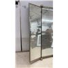 Image 4 : Vintage Three-Panel Hinged Tri-Fold Vanity Mirror with Brass-Toned Metal Frame, 30 x 24"