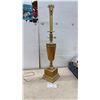 Image 1 : Vintage Neoclassical Style Table Lamp with Tapered Wood Body and Brass Accents, 34" High
