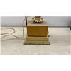 Image 2 : Vintage Neoclassical Style Table Lamp with Tapered Wood Body and Brass Accents, 34" High