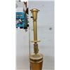 Image 4 : Vintage Neoclassical Style Table Lamp with Tapered Wood Body and Brass Accents, 34" High