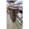 Image 2 : Vintage 1930s-1940s Art Deco Waterfall Display Cabinet with Leaded Glass Door and Two Drawers