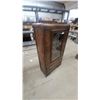 Image 3 : Vintage 1930s-1940s Art Deco Waterfall Display Cabinet with Leaded Glass Door and Two Drawers