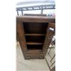 Image 4 : Vintage 1930s-1940s Art Deco Waterfall Display Cabinet with Leaded Glass Door and Two Drawers