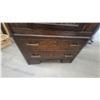 Image 5 : Vintage 1930s-1940s Art Deco Waterfall Display Cabinet with Leaded Glass Door and Two Drawers