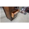Image 6 : Vintage 1930s-1940s Art Deco Waterfall Display Cabinet with Leaded Glass Door and Two Drawers