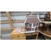 Image 1 : Handcrafted Wooden Dollhouse with Textured Roof, Balcony, Railing, and Side Ladder 29 x 25 x 16"