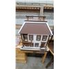 Image 2 : Handcrafted Wooden Dollhouse with Textured Roof, Balcony, Railing, and Side Ladder 29 x 25 x 16"