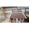 Image 4 : Handcrafted Wooden Dollhouse with Textured Roof, Balcony, Railing, and Side Ladder 29 x 25 x 16"