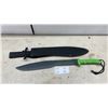 Image 1 : "Zombie Killer" Machete & Sheath, Green Handle, Black Blade, Lanyard
